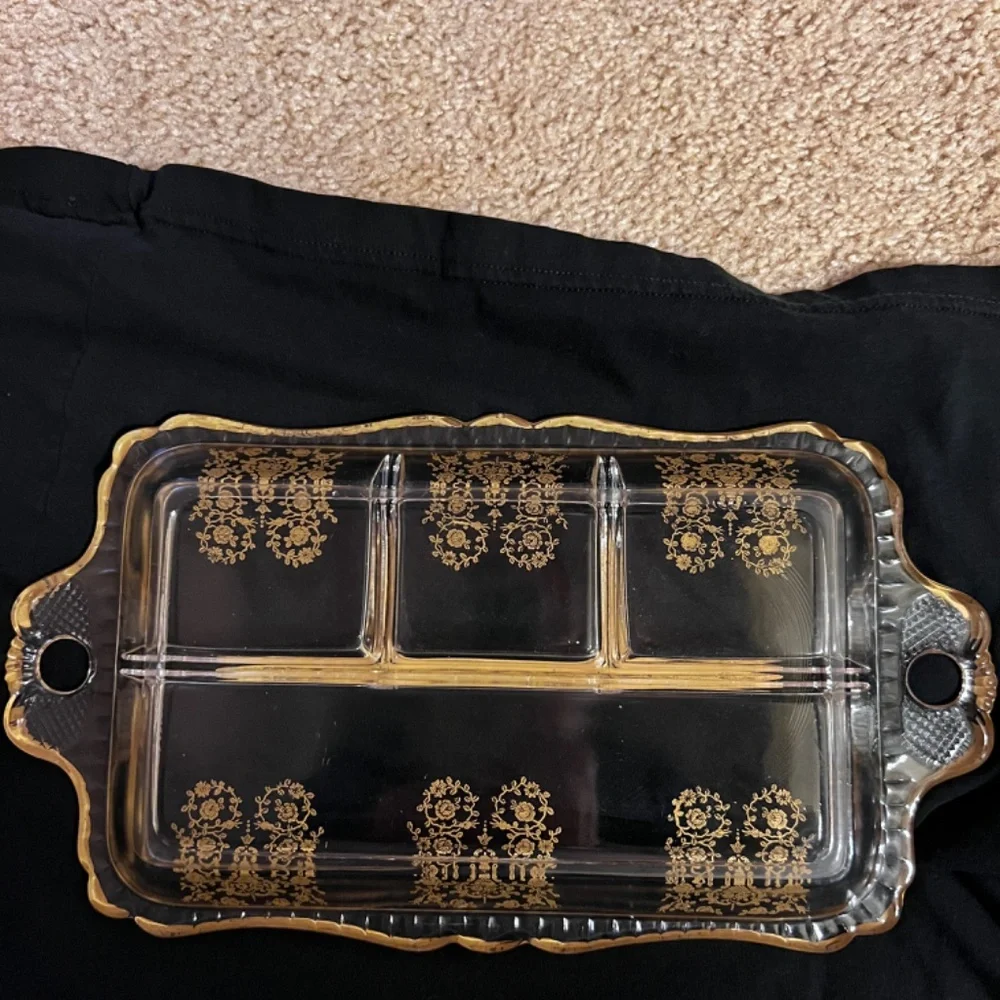 Glastonbury Lotus Crystal Rose Bud Relish Tray - Picture 7 of 7